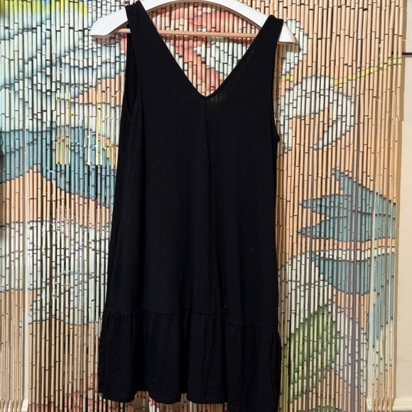 ASOS Mini Tank Dress, V-Neck with Tiered Hem, Pockets, Black, US 10 - Picture 1 of 13